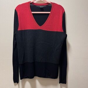 Trouve Wool Blend Smart Casual Pullover Long Sleeve Sweater, M, Red/Gray/Black